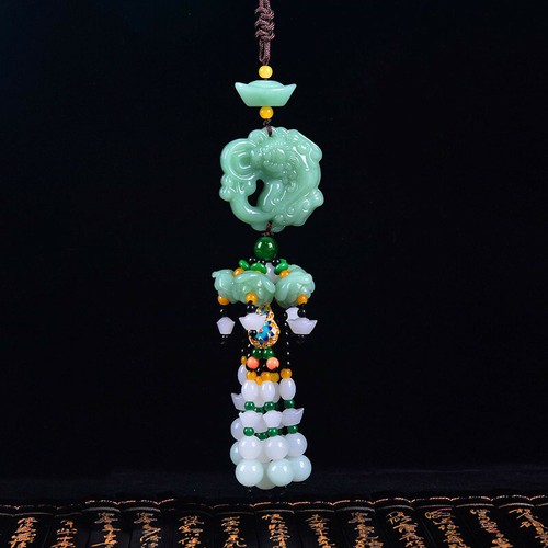 Car Pendant Color Gourd Artificial Jade Lucky Pixiu Car Rearview Mirror Hanging - Picture 1 of 1