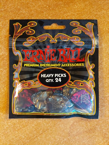 Ernie Ball Heavy Assorted Color Pearloid Cellulose Picks bag of 24