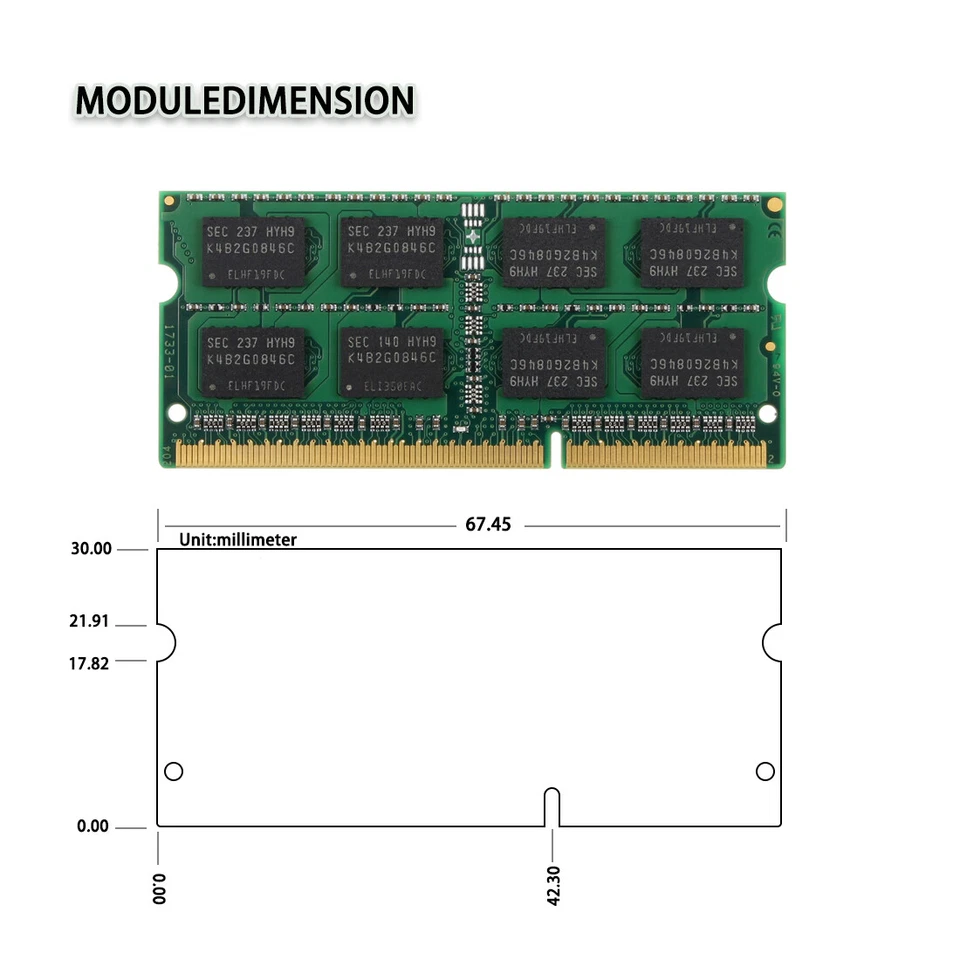 Samsung 8GB 2pcs 4GB 2RX8 DDR3 1066MHz PC3-8500S 204PIN SODIMM Laptop RAM Memory - Image 2 of 4