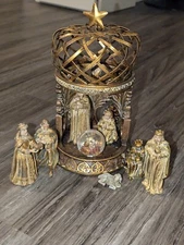 6 Piece Nativity Set Metallic Gold Accents Snow Globe Kirklands Home In Box