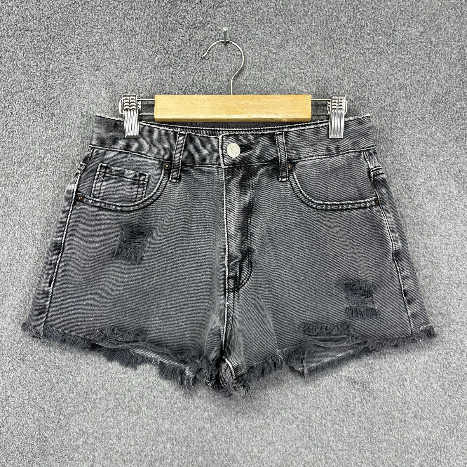 PACSUN Shorts Women 24 High Rise Festival Cut Off Frayed Distressed Gray