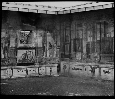 ANTIKES magisches Laternendia FRESKEN IN RÖMISCHER VILLA UM 1910 FOTO POMPEJI ITALIEN 
