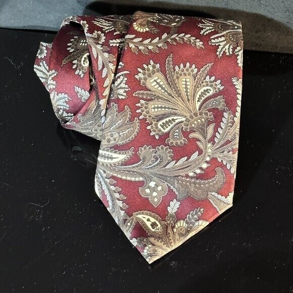 Dior Mid Century Modern Ties Neckwear Tie 100% All Silk Brown Baroque Paisley thumbnail 7
