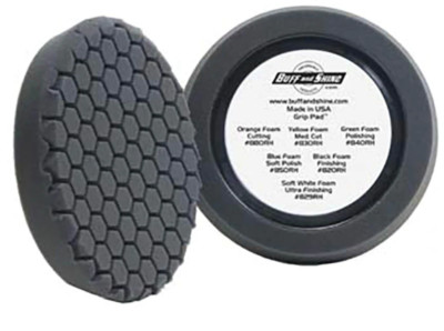 Buff & Shine 8'' Black Center Ring Hex Faced Foam Finishing Pad  -820RH -CLOSEOUT