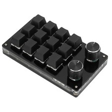 (black) 12 Key Macro Pad With Knob Green Axis...