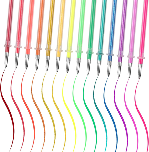 100 Pezzi Ricariche per Penna Gel Glitter e Metallizzata, Set di Penne Gel Colorate 0,8Mm Glitter - Foto 4 di 9