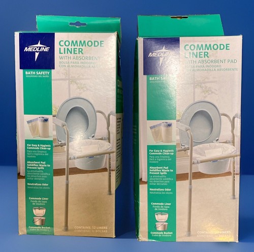 2 NEW BOXES MEDLINE BEDSIDE TOILET COMMODE LINERS FOR CONVENIENT WASTE ...
