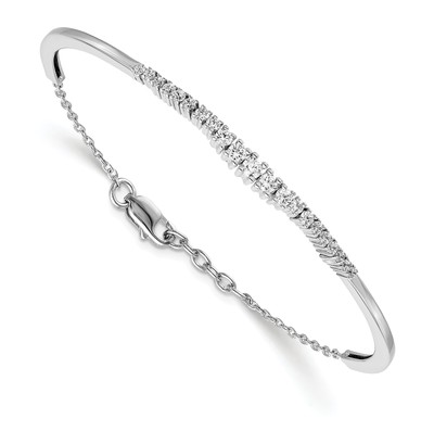 Lex & Lu 14k Weißgold abgestufter Labordurchmesser. SI1/SI2, G H I, Armreifarmband