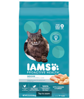 Indoor Weight Control & Hairball Care Chicken & Turkey Adult Dry Cat Food 22 lbs