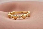 1 Ct Round Cut Lab-Created Diamond Heart Shape Pinky Ring 14k Yellow Gold Plated