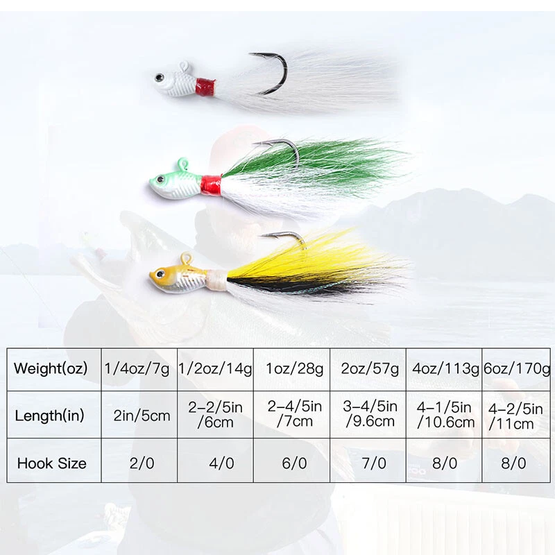 6 Pack Inchiku Bucktail Jig Head Sea Fishing Wobbler Bait Multicolor Trout Bass - Bild 2 von 4
