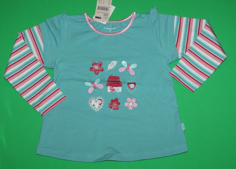 4 NWT Pumpkin Patch WOODLAND WONDERLAND Aqua Striped Stretchy SHIRT Top Girls 