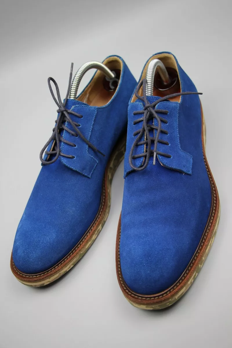 DRIES VAN NOTEN Men's Color Blue Suede Derby Shoes with Camo Sole Size 41