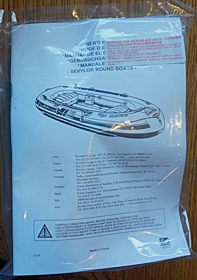 Sevylor HF250 Fish Hunter Inflatable Boat Raft Complete NIB Marlboro ...