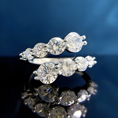 3.26 CTTW Full Moissanite Engagement Ring 925 Sterling Silver 14k Gold Plated