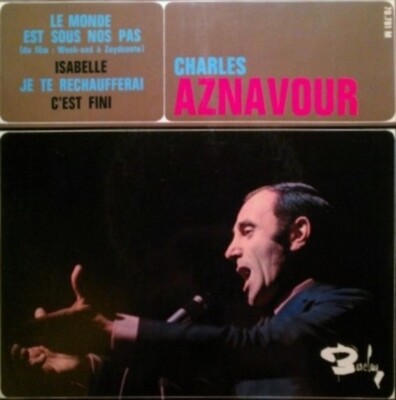 CHARLES AZNAVOUR Le Monde est sous nos pas 7'' Single Barclay 1965 FRANCE RAR