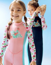 Baby Girls One Piece Long Sleeve Swimsuits Sun Protection Sunsuit Rash Guard