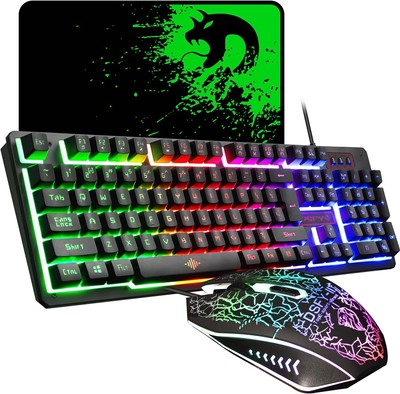 Gaming Keyboard&Mouse Wired LED Backlight Adjustment for PC/Laptop/XBOX/PS4/PS5