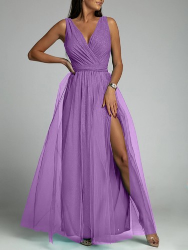 Vestido de noche para mujer personalizado de moda brillante cuello en V cintura ceñido - Imagen 17 de 30