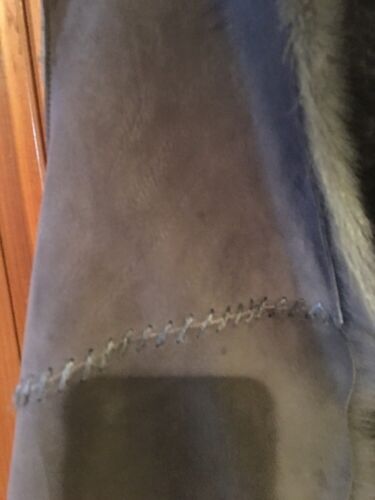 Chaleco de piel de oveja Elie Tahari cordero chaqueta gris gamuza cuero talla XS #1 - Imagen 2 de 7