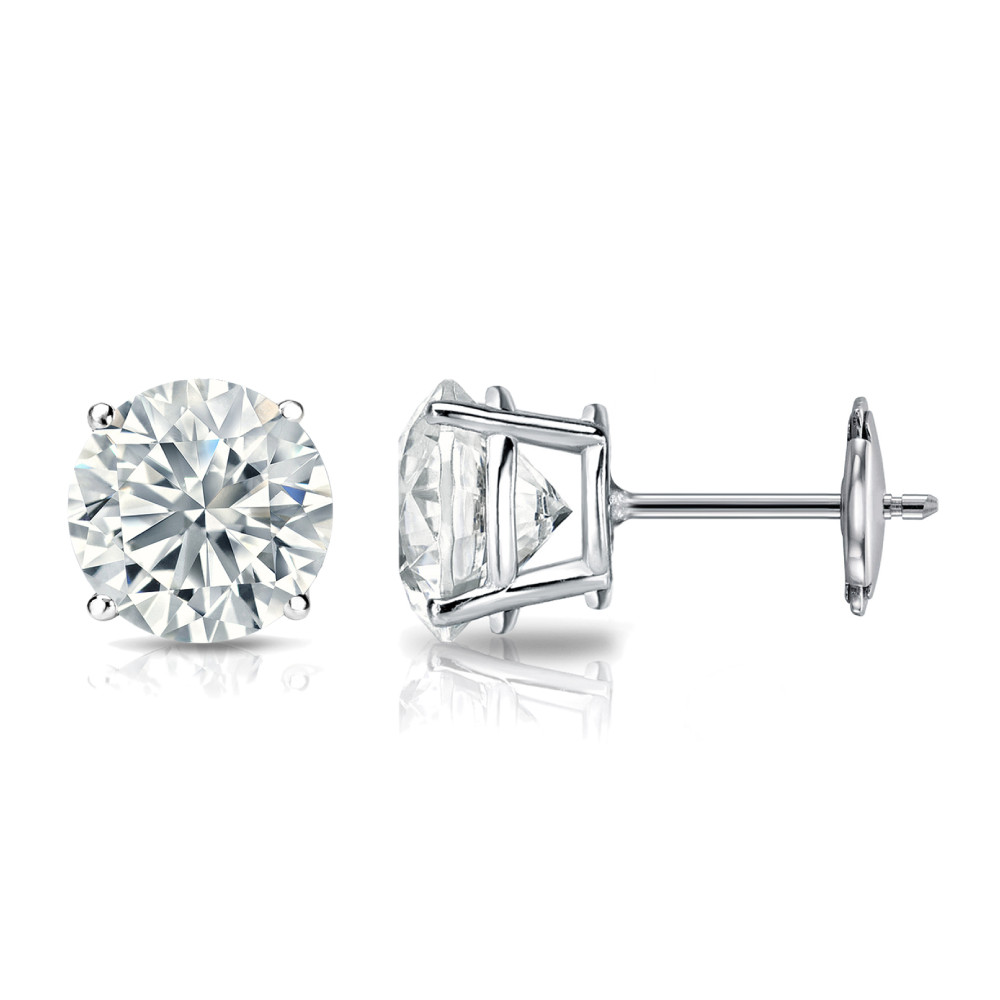 Diamond Stud Earring Solid 950 Platinum  1.50 Car… - image 6