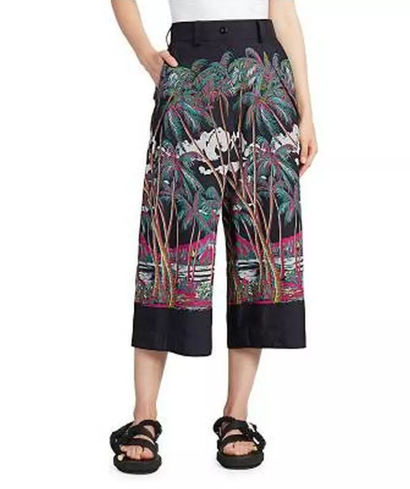 SUN SURF x SACAI Hawaiian Aloha Pants Black Rayon Size-M Used from Japan