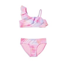 Justice Girls 2 Piece Ruffle Shoulder Tie Dye Bikini Swimsuit Size XL 16-18