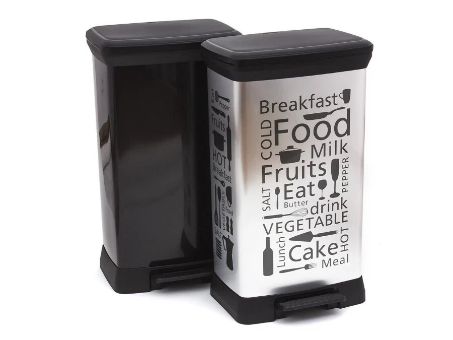 Cubo de basura Curver metálico 50L con pedal diseño plateado funcional - Imagen 2 de 4