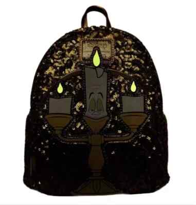 NWT Disney Loungefly Beauty Beast Lumiere Sequin Gold  display picture 2