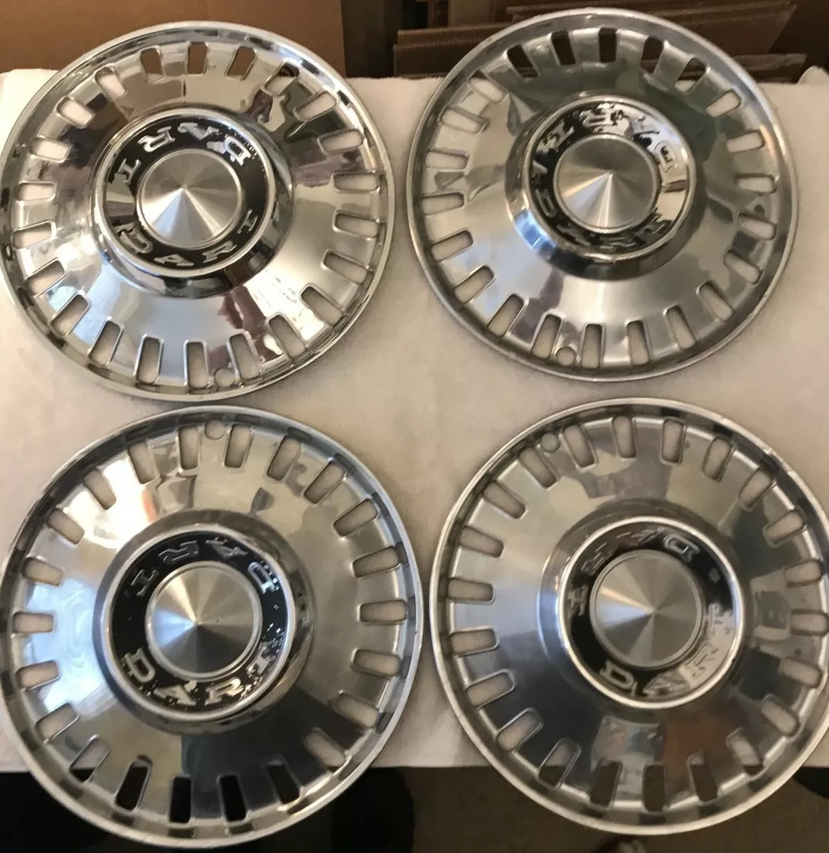 1963 64 DODGE DART CHROME 13 HUBCAPS SET OF FOUR eBay