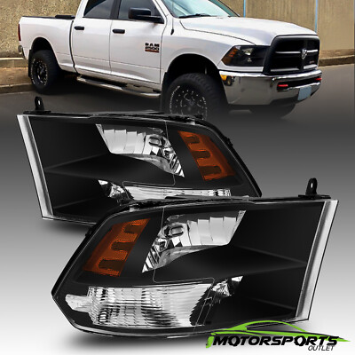 EagleMotor Black Quad Headlights Pair For Dodge Ram 1500/2500/3500 2009-2018 – Anti-Fog, DOT/SAE