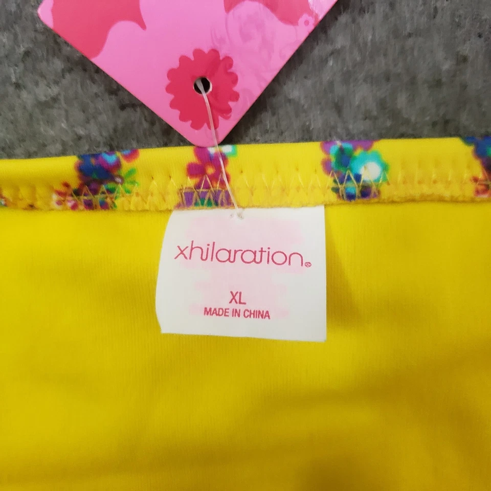 NEW Xhilaration Bikini Bottoms Girls XL Extra Large Yellow Peace Sign Swim Suit - Image 3 of 4