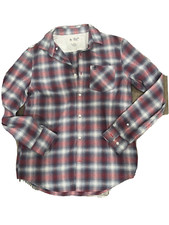 Men's Long Sleeve Slim Fit Casual Formal Shirts Medium Red Blue White Plaid