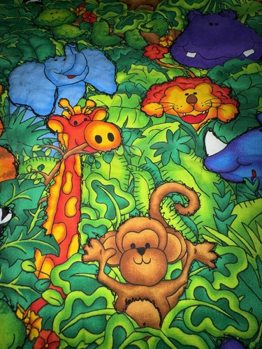 Handmade Quilted Cotton Baby Crib Blanket Jungle Safari Animals Reversible READ - 第 10/10 張圖片