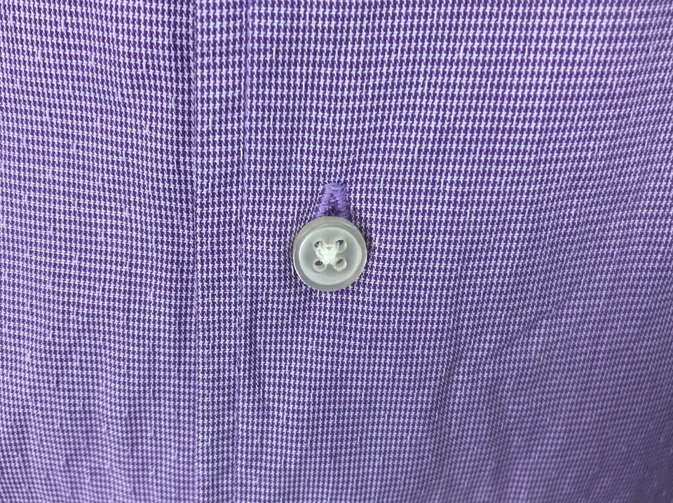 Camisa Para Hombres Isaac Mizrahi 17 XL 34/35 Calce Ajustado Púrpura Sólida Pata de Gallo Puño Abatible Foto 3 de 4