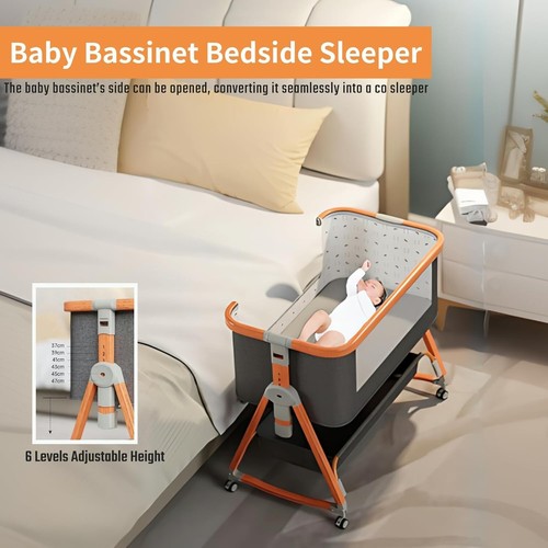 Baby Bassinet - 4 in 1 Baby Cot for Bed, 6 Levels Adjustable Height Bedside Bas - Picture 2 of 8