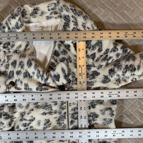 Cupcakes & Cashmere Womens Small Pea Coat Blazer Jacket Leopard Print Zip Up - Picture 8 of 11
