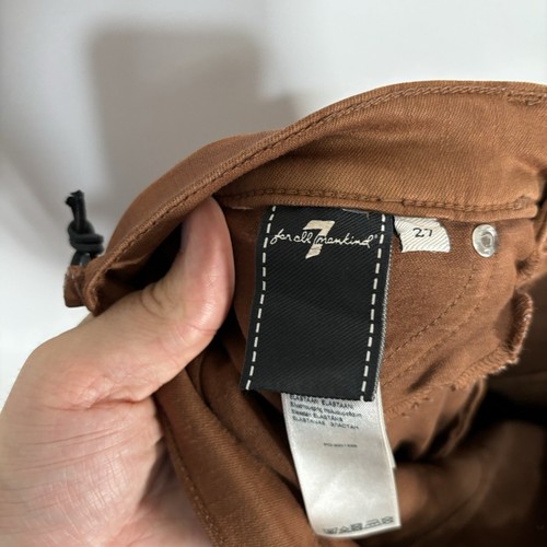 Pantalone 7 For All Mankind marrone vita alta super skinny rivestito slim illusione 27 - Foto 11 di 13