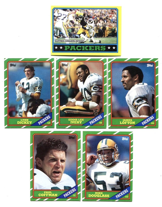 Lot Of (6) 1986 Topps Football Cards - Green Bay Packers