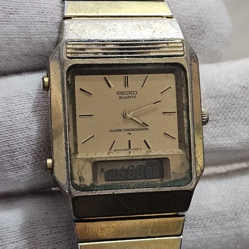 Mens Seiko Vintage Alarm Chronograph Ana-Digi Watch Original *Running *Project