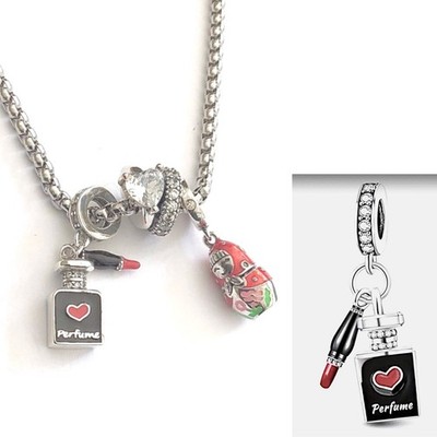 Charm Anhänger   Perfume  + kl. Matrjoschka cubanische Halskette silberfarben 