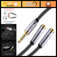 4ft 3.5mm Headphone Splitter Cable - 4-Pole TRRS Y Adapter, Stereo Audio, Gold P