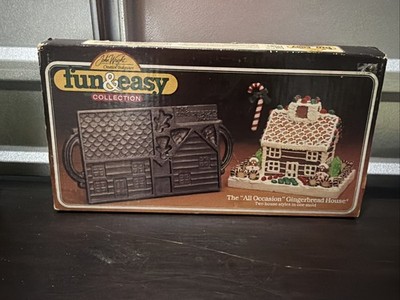 VTG 1985 John Wright Co The Gingerbread House 2-Sided Cast Iron Baking Mold USA*