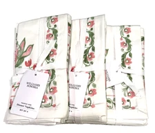 Williams Sonoma Pink Painted Vine Dinner Napkins 100% Cotton Set of 4 New w Tags