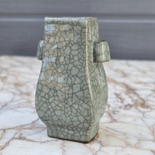 Chinese Antique Porcelain Vase HU Fanghu Crackle glaze GE / Guan type c19th QING