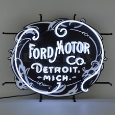 Ford Motor Co 1903 Heritage Logo Neon Sign White Wall Mount Neonetics 24 5frdmc