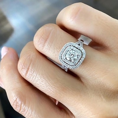 Hademade Diamant Ring 1,20 Karat Lab Created Rundschliff 14 Karat Weißgold...