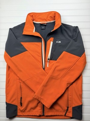 CB Sports Full Zip Softshell Jacket Mens Medium Orange Gray Outdoor Hiking