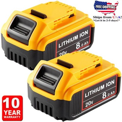 Pack For DeWalt 20V 20Volt Max XR 8.0AH DCB206 DCB205 DCB200 Lithium Ion Battery