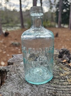 Attic Mint S. O. Dunbar Taunton Mass Open Pontiled Bottle Antique